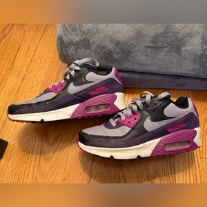 Nike Air Max 90 Sneakers 3.5Y - cement gray dark raisin purple black